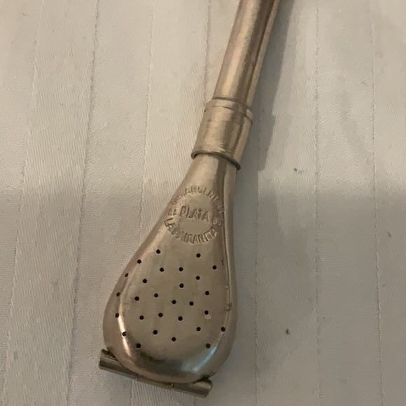 Antique Tea Straw Diffuser Alpaca Silver INDUSTRIA ARGENTINA 7 - Picture 2 of 4